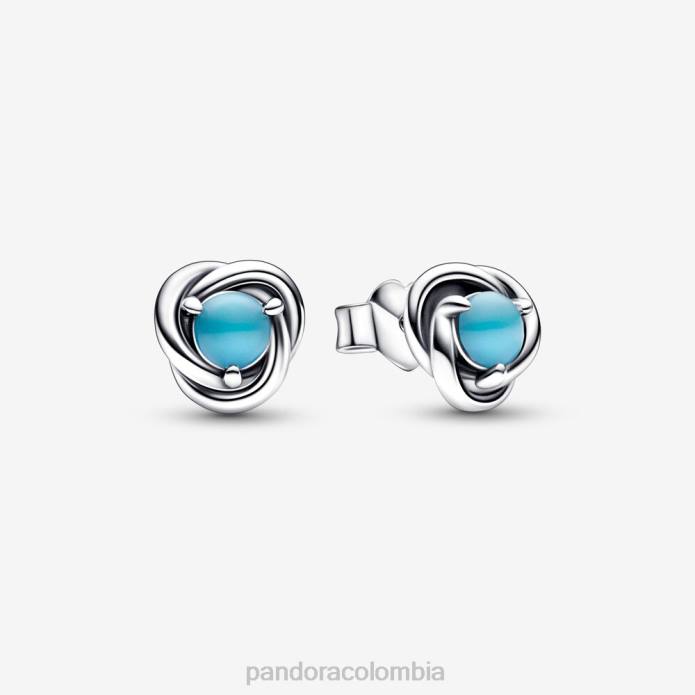 Pandora Aretes con círculo de eternidad en color turquesa de diciembre plata esterlina/azul J2LX947 accesorios