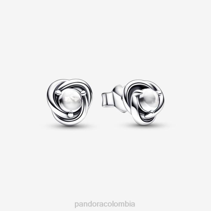 Pandora Aretes con forma de círculo de eternidad y piedra natal de abril Plata esterlina J2LX909 accesorios