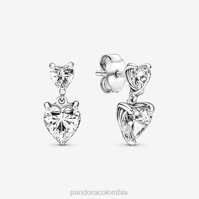 Pandora aretes brillantes con dos corazones Plata esterlina J2LX925 accesorios