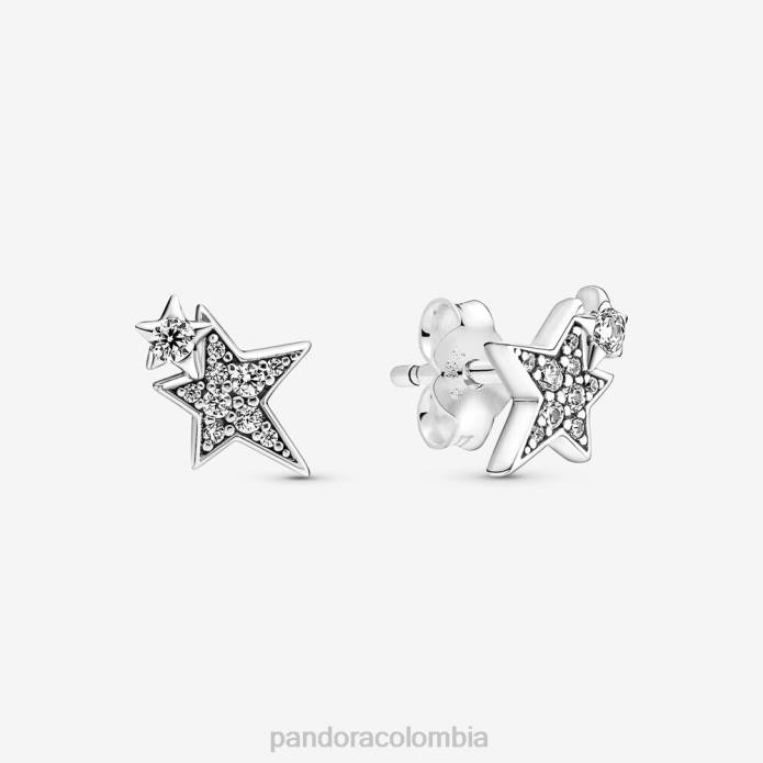 Pandora aretes brillantes con estrellas asimétricas Plata esterlina J2LX924 accesorios