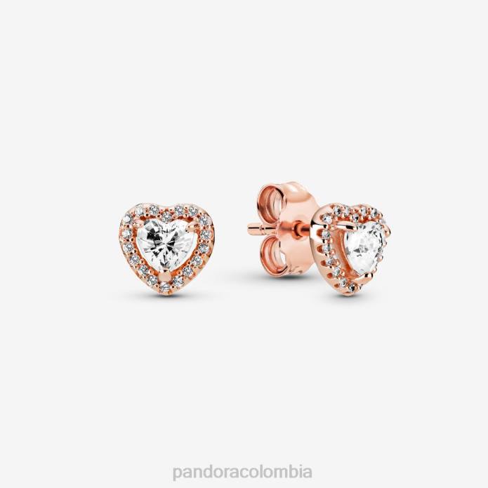 Pandora aretes brillantes con forma de corazón elevado Oro de Rose plateado J2LX871 accesorios