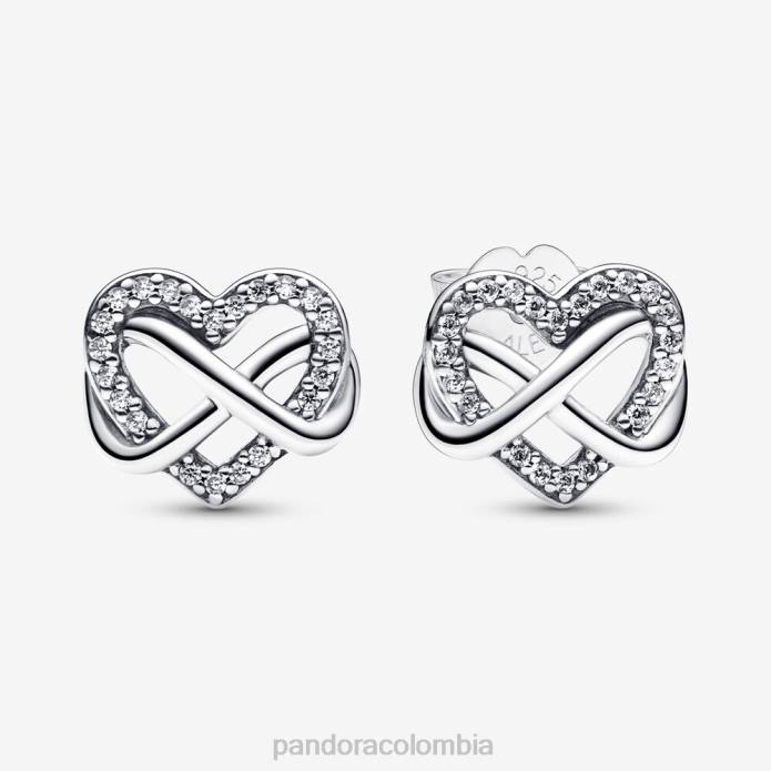 Pandora aretes brillantes con forma de corazón infinito Plata esterlina J2LX881 accesorios
