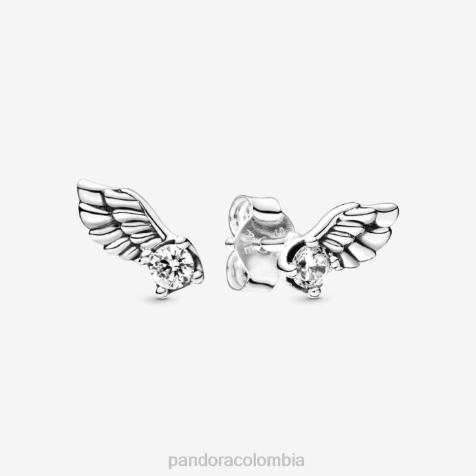 Pandora aretes con alas de ángel brillantes Plata esterlina J2LX897 accesorios