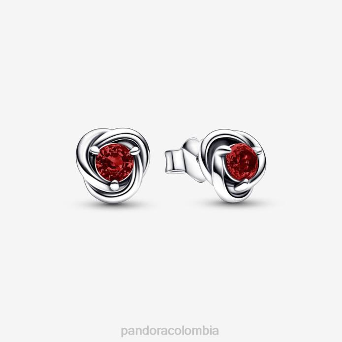 Pandora aretes con círculo de eternidad de enero plata esterlina/rojo J2LX926 accesorios
