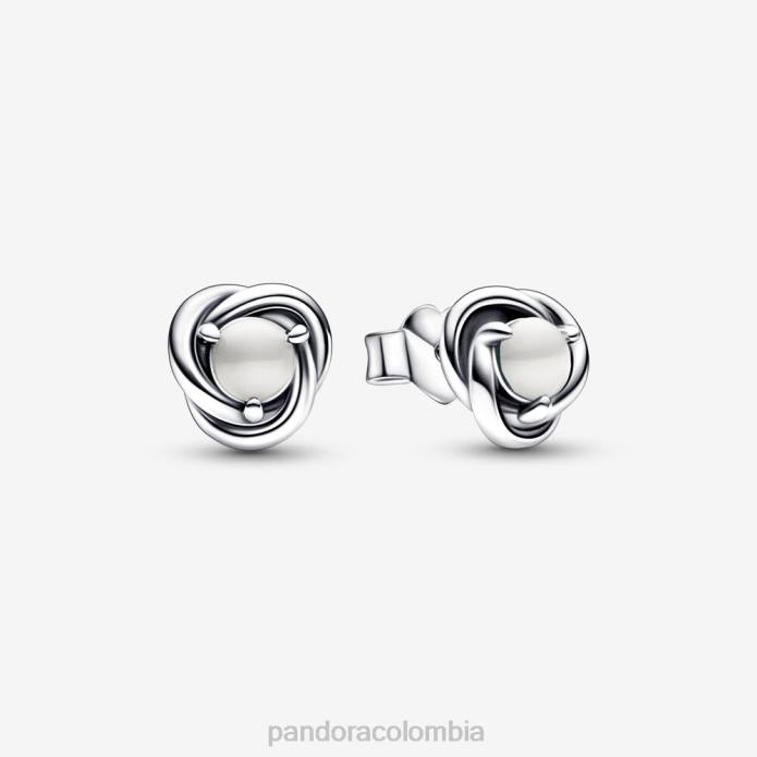 Pandora aretes con círculo de eternidad de junio plata esterlina/blanco J2LX938 accesorios