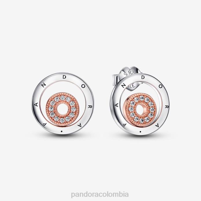 Pandora aretes con círculos y logo característico Dos tonos J2LX913 accesorios