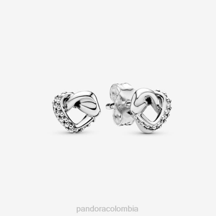 Pandora aretes con forma de corazón anudado Plata esterlina J2LX936 accesorios