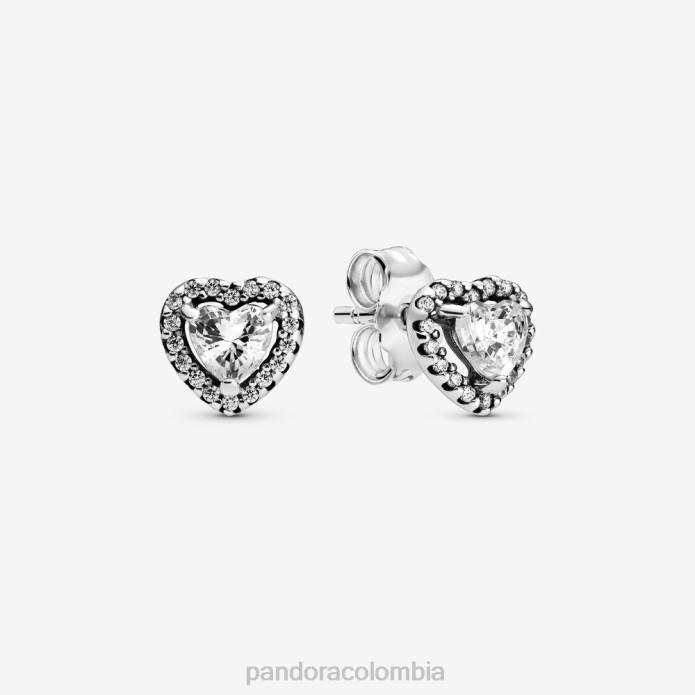 Pandora aretes con forma de corazón elevado Plata esterlina J2LX870 accesorios