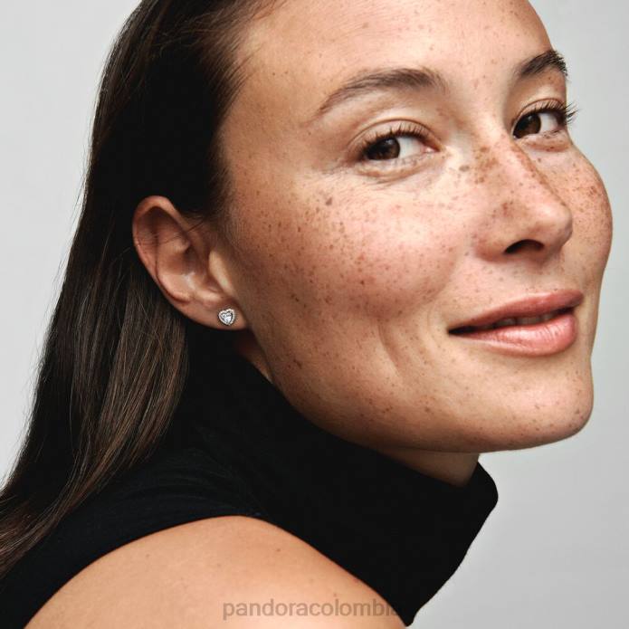 Pandora aretes con forma de corazón elevado Plata esterlina J2LX870 accesorios