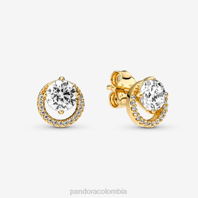 Pandora aretes con halo redondo brillante Chapado en oro J2LX943 accesorios