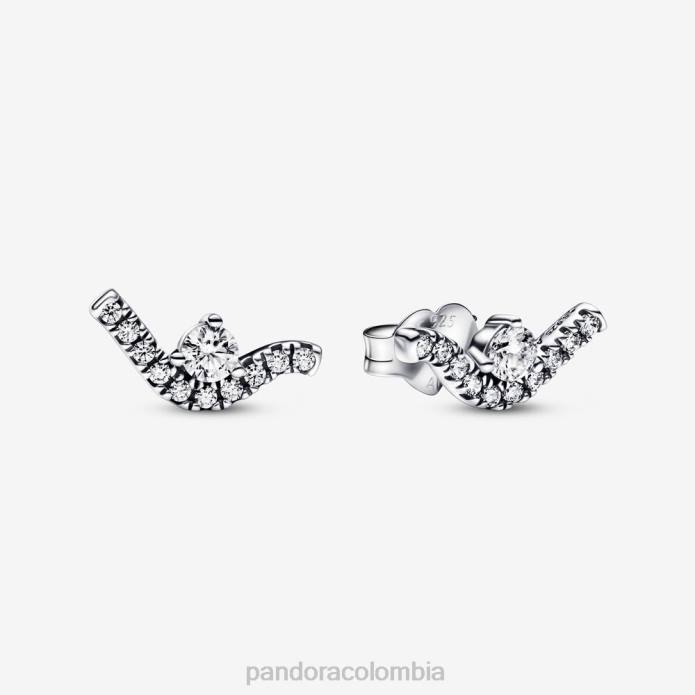 Pandora aretes con ondas brillantes Plata esterlina J2LX914 accesorios