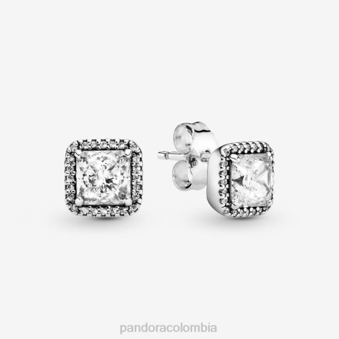 Pandora aretes cuadrados con halo brillante Plata esterlina J2LX873 accesorios