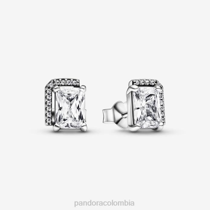 Pandora aretes rectangulares con halo brillante Plata esterlina J2LX921 accesorios