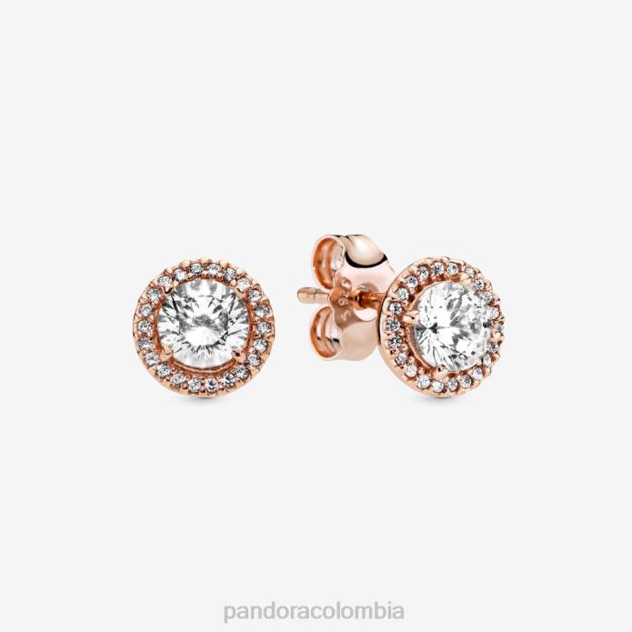 Pandora aretes redondos con halo brillante Oro de Rose plateado J2LX879 accesorios