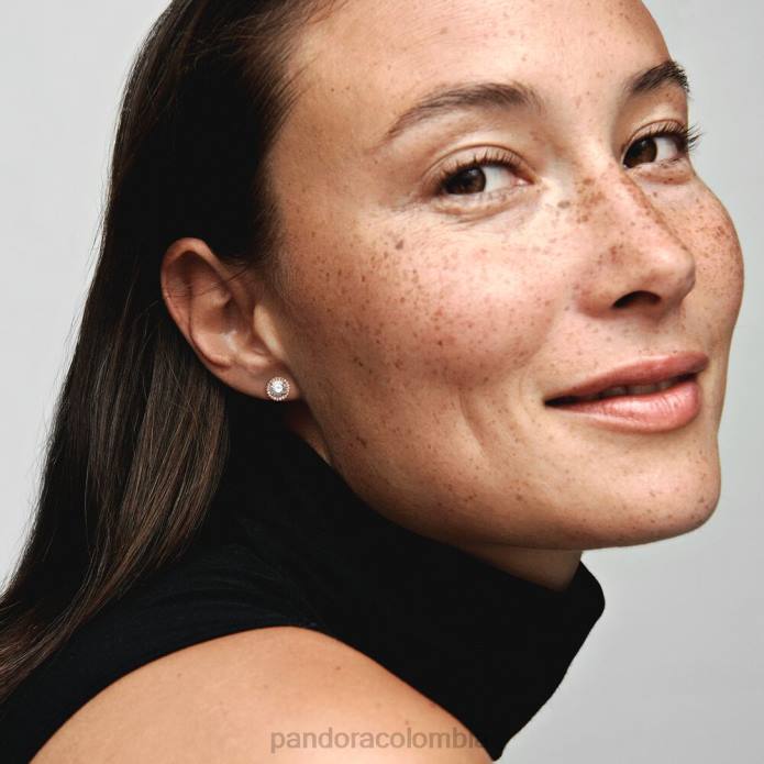 Pandora aretes redondos con halo brillante Oro de Rose plateado J2LX879 accesorios